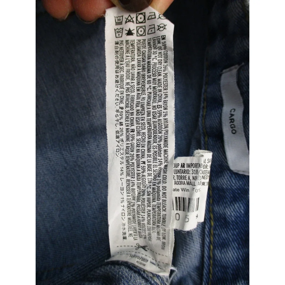 Forever 21 Cargo Jeans Women 28 Blue Utility Wide‎ Leg Relaxed Fit Workwear